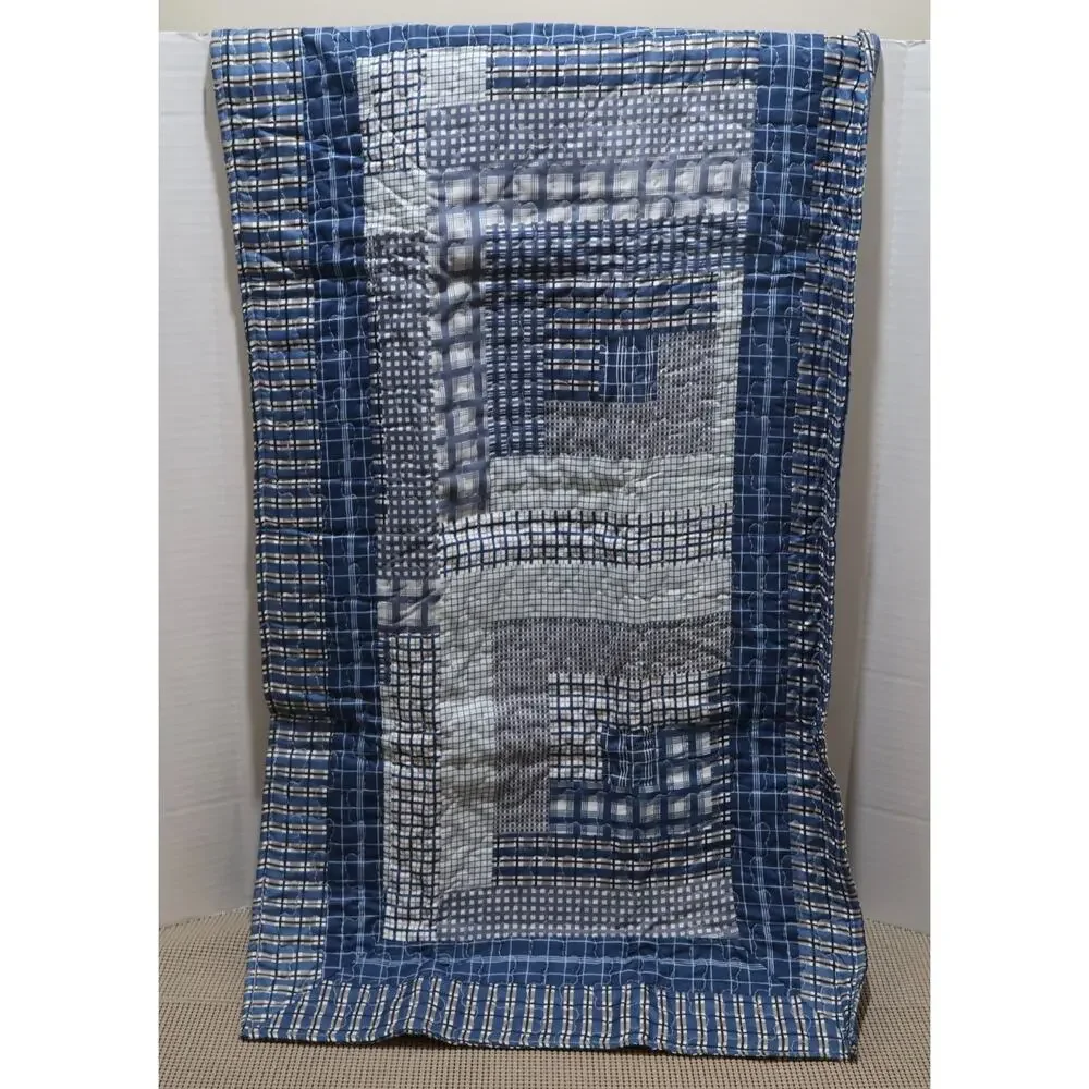 Virah Bella Phyllis Dobbs Quilted Pillow Shams Blue Geometric 20x36 Set of 2